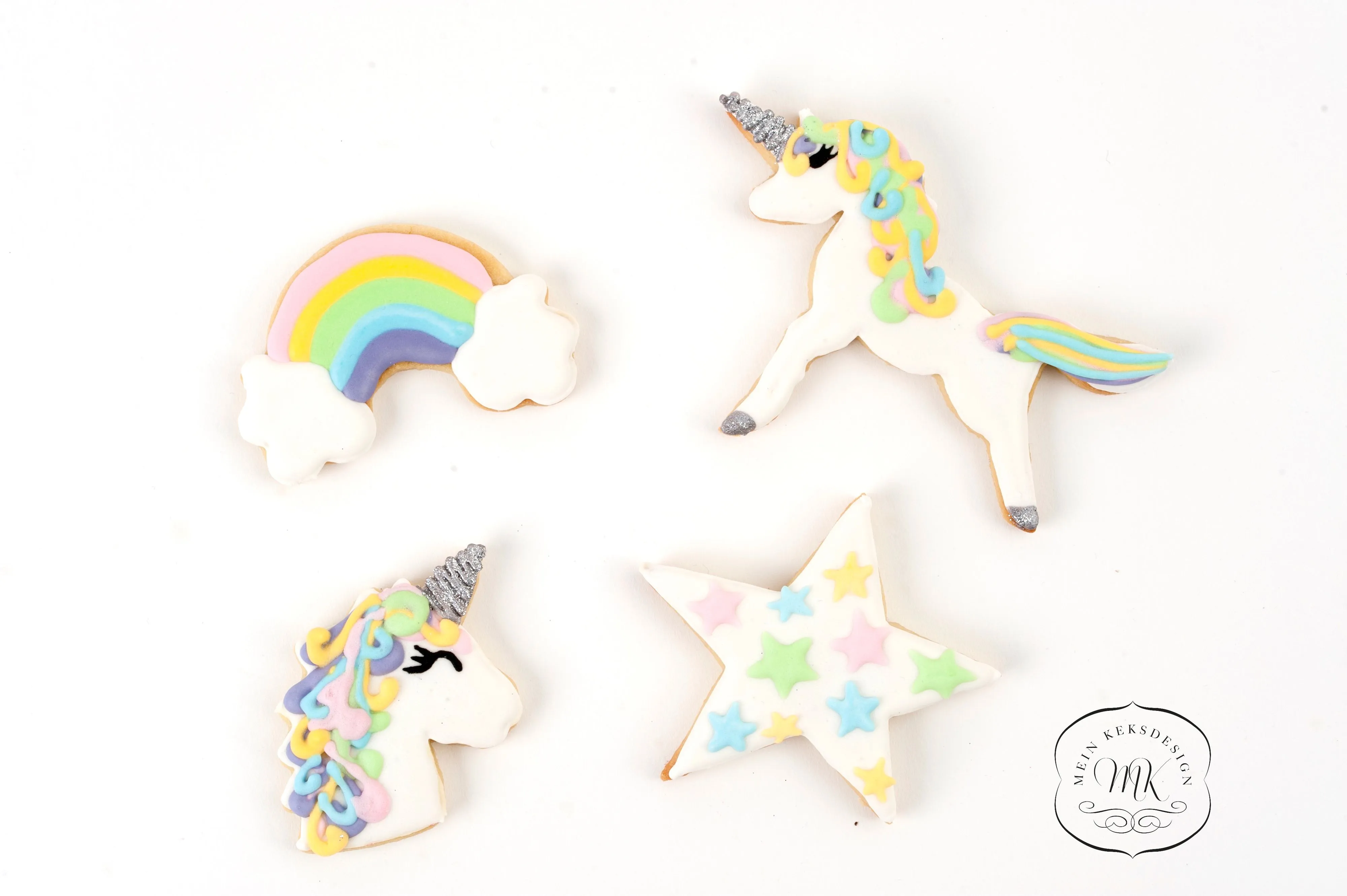 EinhornLiebe - Keks Ausstecher 4er Set - Einhorn, Stern, Regenbogen, Einhornkopf (Edelstahl)
