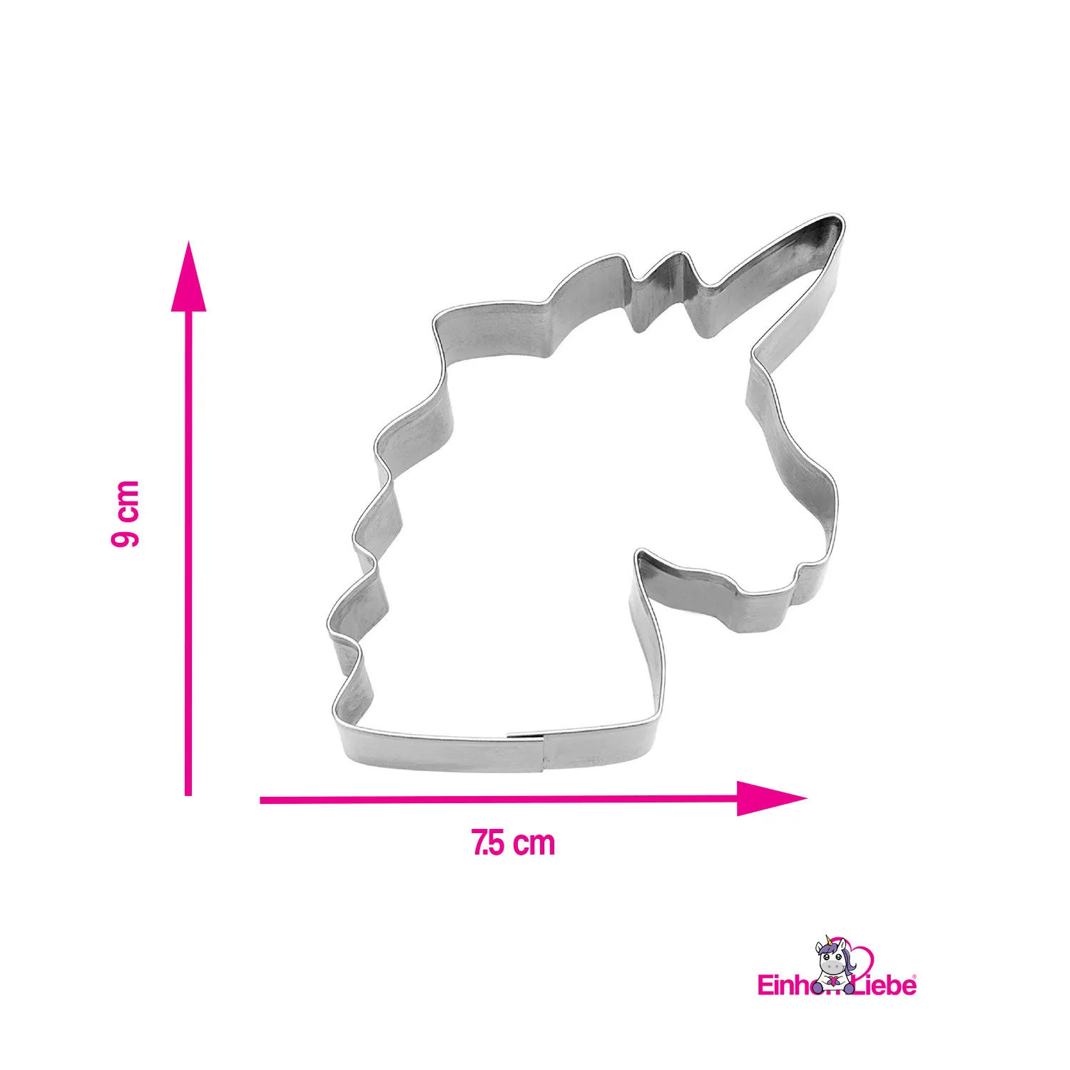EinhornLiebe - Keks Ausstecher 4er Set - Einhorn, Stern, Regenbogen, Einhornkopf (Edelstahl)